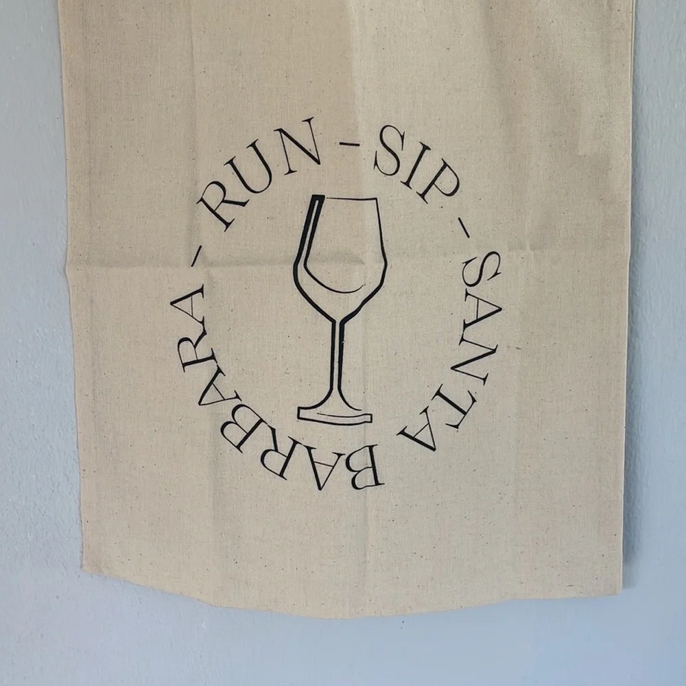 Run - Sip - Santa Barbara tan cotton tote shopping bag